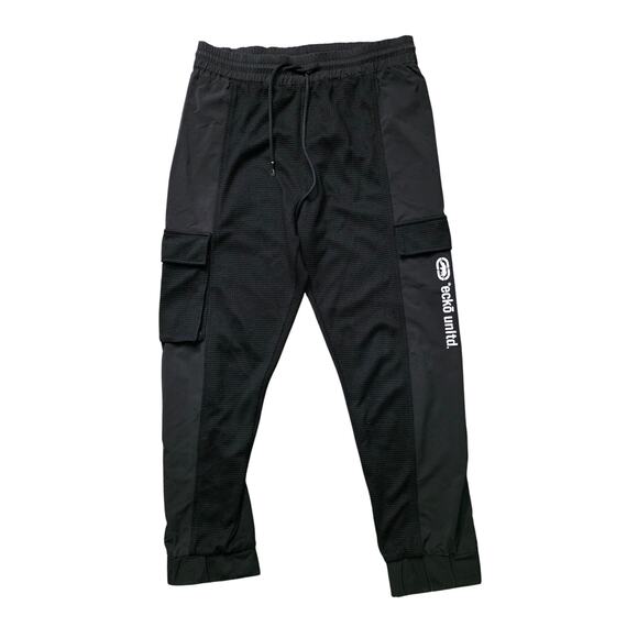 Ecko Jogger Pants Men A3 Medium Black Cargo Pockets Drawstring Streetwear - Picture 1 of 7